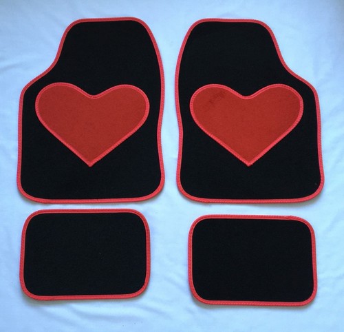 Black car mats red heart - mats,